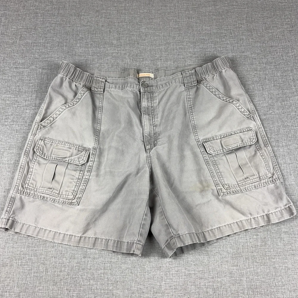 Savane Shorts Mens 42 Gray Cargo‎ Canvas Flat Front Relaxed Fit 7 Inseam Casual